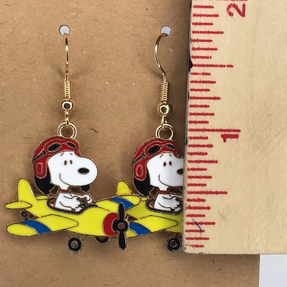 Snoopy Airplane Earrings - Picture 2 of 2